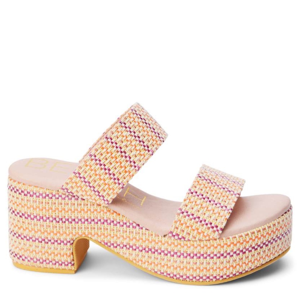 Beach by Matisse Ocean Ave Woven Platform Sandals • NWOT • Pink Mystic